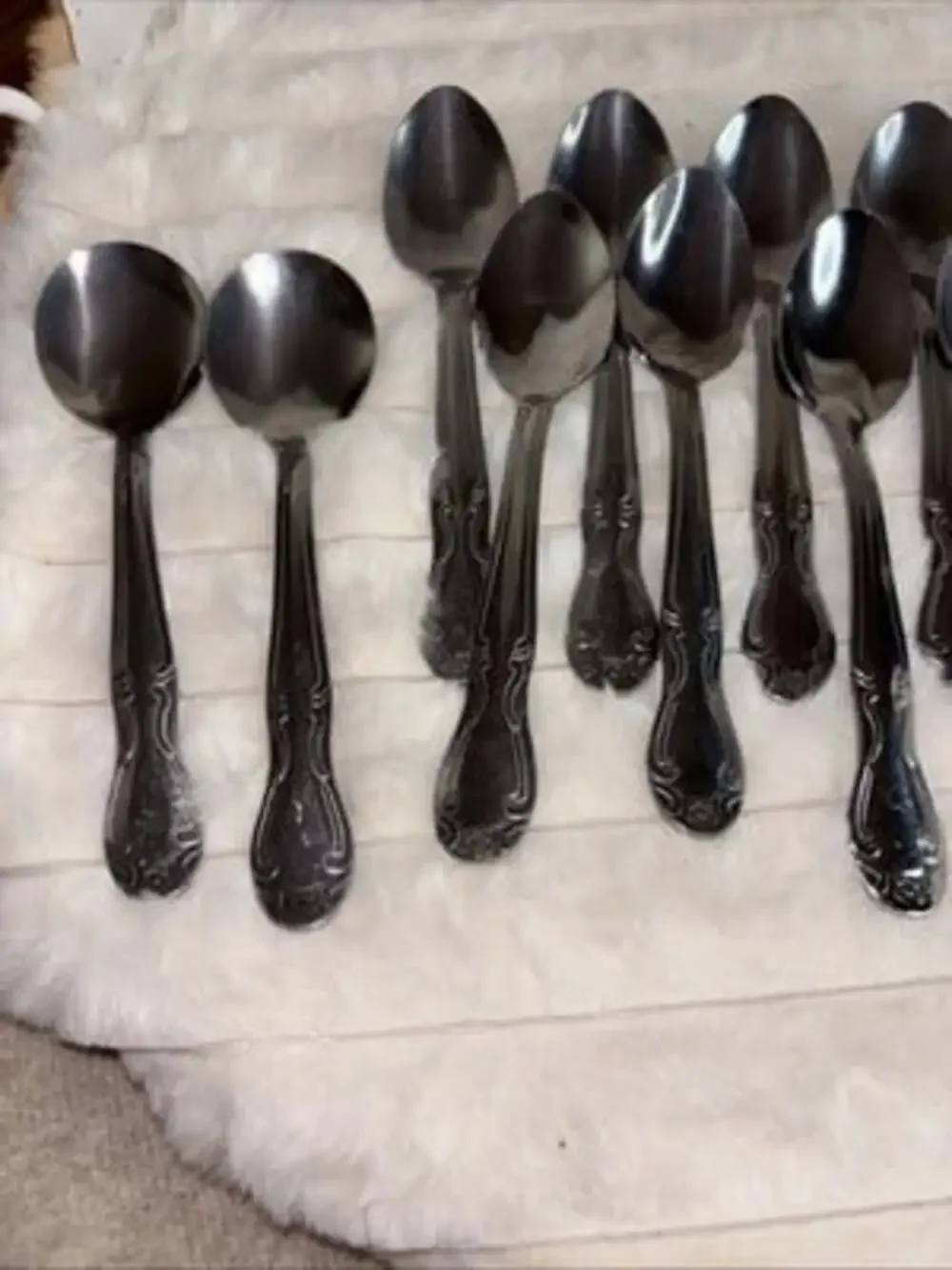 Vintage DON 63 Stainless Flatware 19-Piece Lot FLORA Rose - 17 Teaspoons 2 Soup